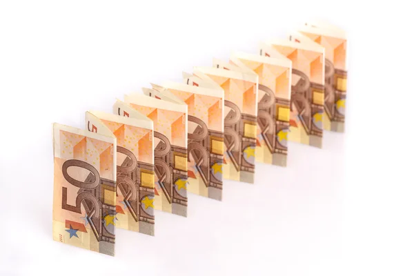 50 banknotów w linii — Zdjęcie stockowe
