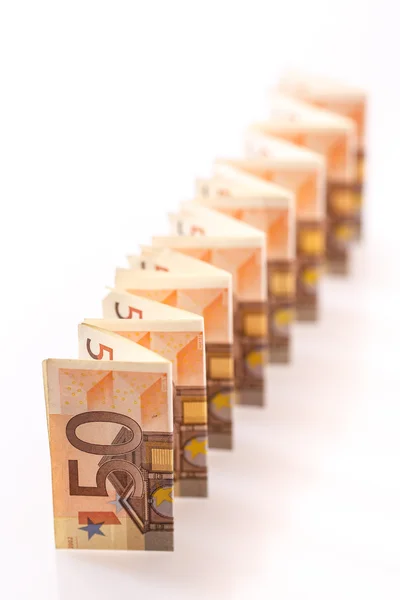 एक पंक्ति में 50 यूरो बैंकनोट — स्टॉक फ़ोटो, इमेज