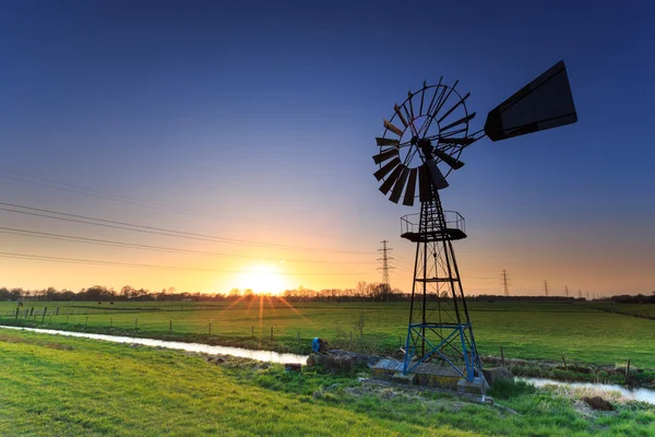 Water windmill in a dutch landscape — Stock Photo, Image