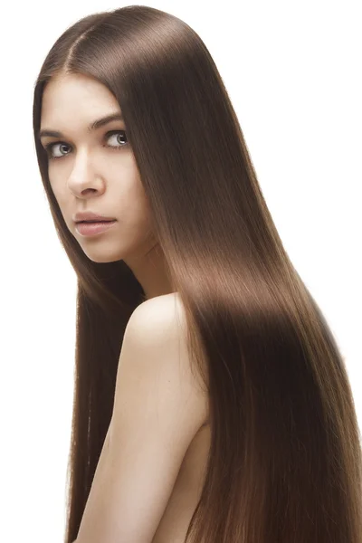 Krásná žena s dlouhé rovné vlasy — Stock fotografie