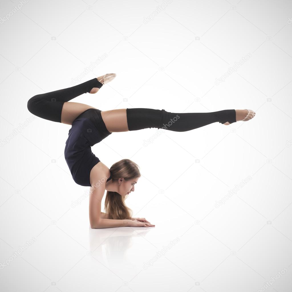 Woman in the gymnastic pose