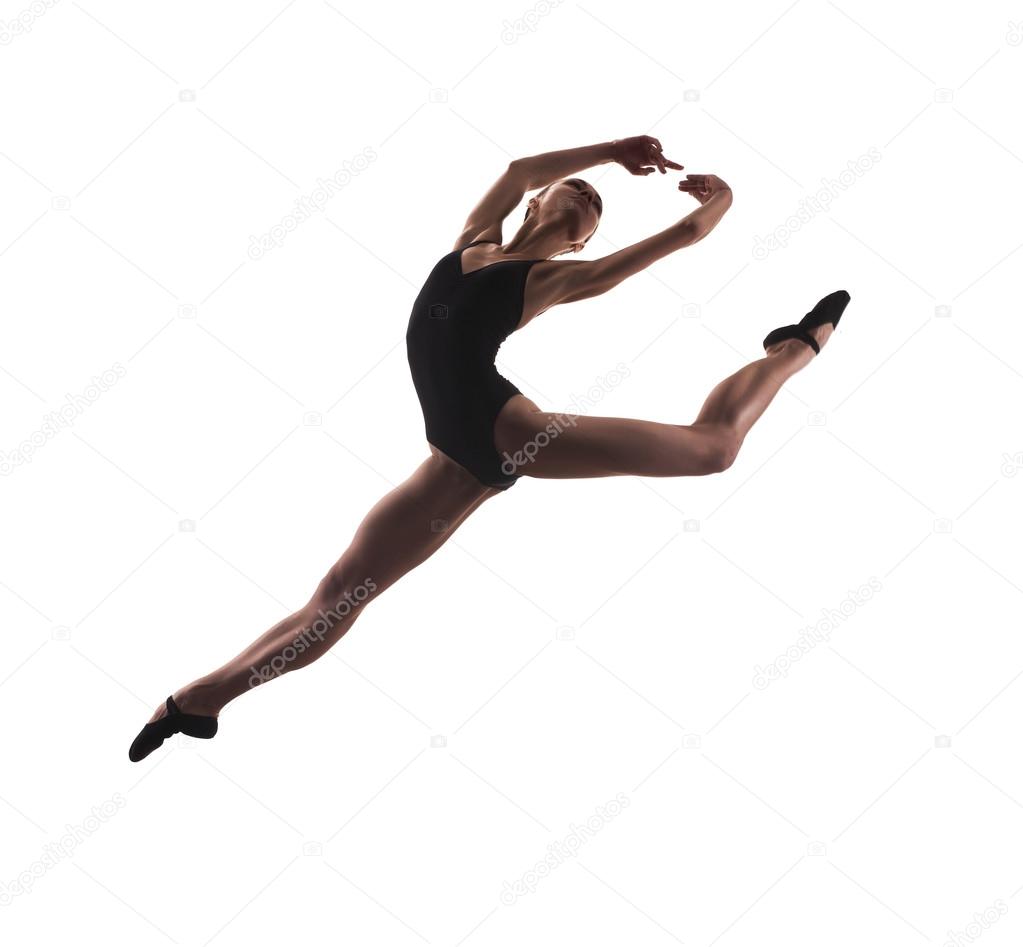 Young modern ballet dancer jumping