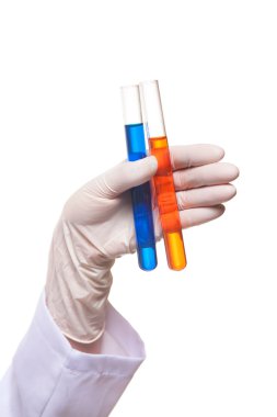 test tüpleri ve laboratuvar olarak el