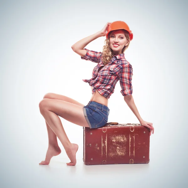 Young pinup woman isolated — Stock Photo, Image