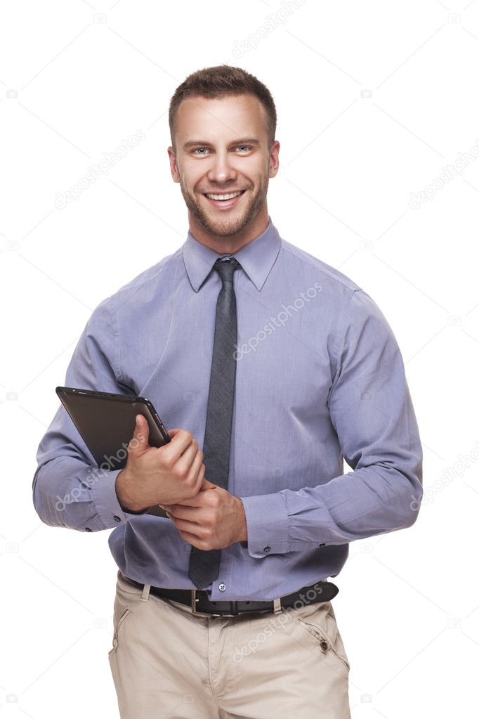 Business man with tablet in his hands