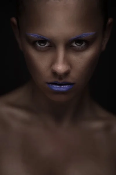 Portrait of beautiful woman with creative makeup — Stock Photo, Image