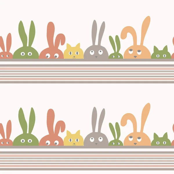 Background with rabbits and kittens — Stock Photo, Image