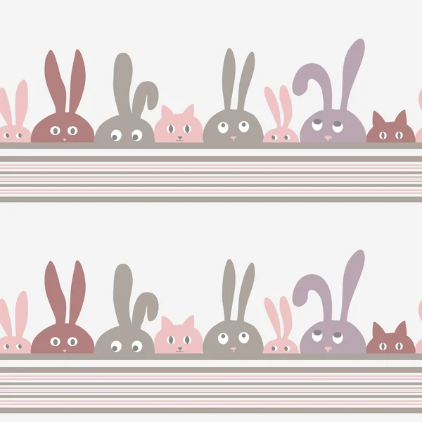 Background with rabbits and kittens — Stock Photo, Image