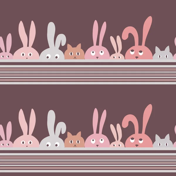 Background with rabbits and kittens — Stockfoto