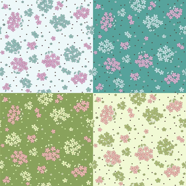 Conjunto de padrões sem costura com flores bonitos — Fotografia de Stock