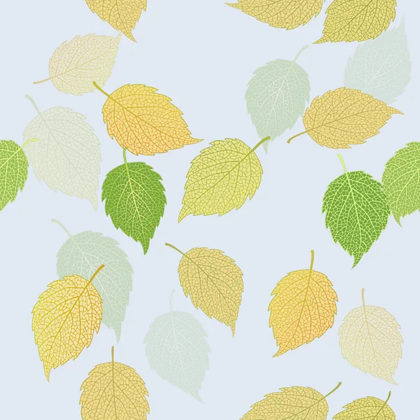 Lustration des feuilles d'automne vertes et jaunes — Image vectorielle