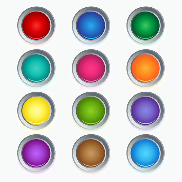 Collection of colorful luminous buttons. — Stock Vector