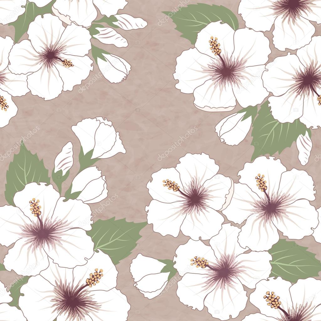 tropical pattern with hibiscus flowers