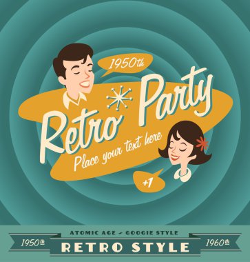 vintage and retro lables retro party clipart
