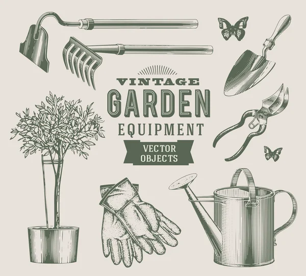 Équipement de jardin vintage — Image vectorielle