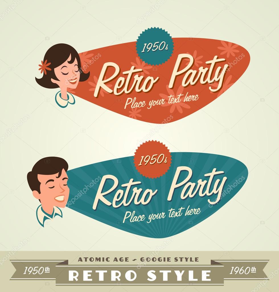 vintage and retro lables retro party