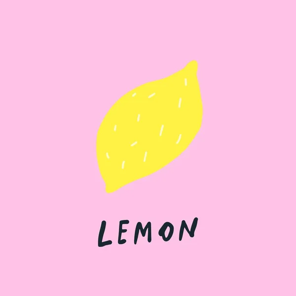 Vecteur dessin simplifié au citron, mot écrit à la main — Image vectorielle