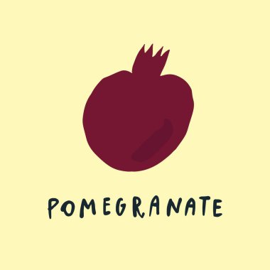 Vektör sadeleştirilmiş nar çizimi, el yazısı sözcük