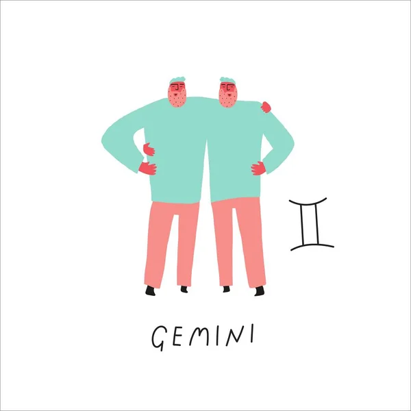 Gemini állatöv jel ikon. Vektor ikrek férfiak — Stock Vector