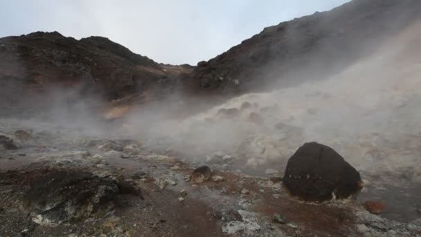 Solfatara Campos en Islandia - Stock de vídeo — Vídeo de stock