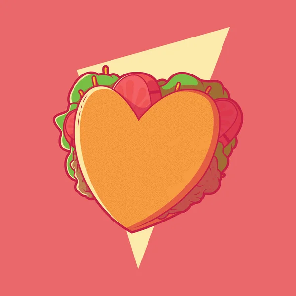 Heart Shaped Taco Vector Illustration Food Love Brand Design Concept — Vettoriale Stock