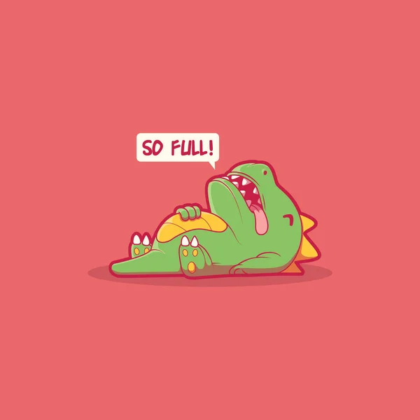 Funny Dinosaur Full Food Vector Illustration Food Mascot Brand Funny — 图库矢量图片