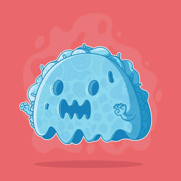 Ghost Taco Tuesday Εικονογράφηση Χαρακτήρων Τρόφιμα Αστεία Τρομακτικό Σχεδιασμό Έννοια — Διανυσματικό Αρχείο