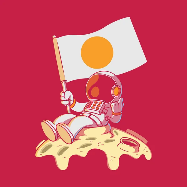 Lindo Astronauta Sosteniendo Una Ilustración Vectores Bandera Descubre Marca Concepto — Archivo Imágenes Vectoriales