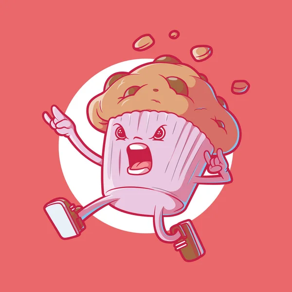 Θυμωμένος Cupcake Εικόνα Διάνυσμα Χαρακτήρα Έννοια Τροφίμων Υγείας Σχεδιασμού Εμπορικών — Διανυσματικό Αρχείο