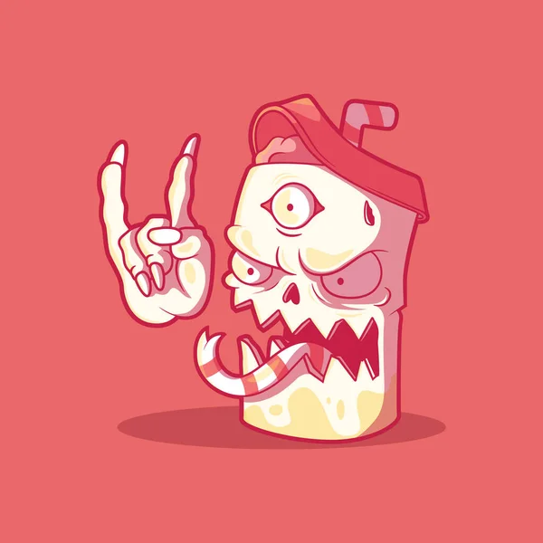 Soda Cup Scary Character Vector Illustration Drink Funny Scary Vector — ストックベクタ