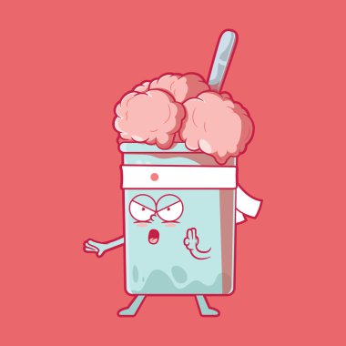 Sevimli dondurma karakteri karate vektörü çiziyor. Komik, sosyal medya, maskot tasarımı konsepti.