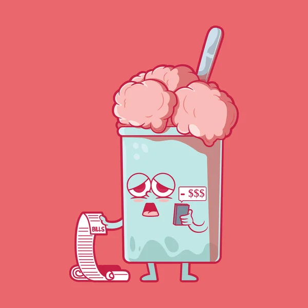 Carino Ice Cream Personaggio Conteggio Spese Vettoriale Illustrazione Divertente Social — Vettoriale Stock