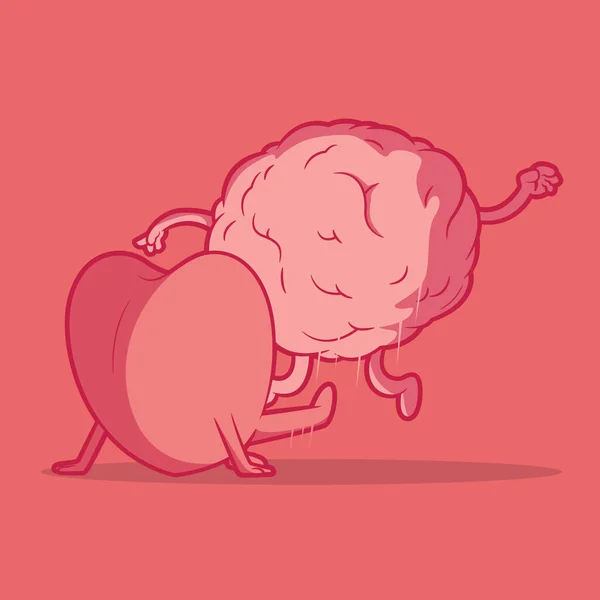 Heart Kicking Brain Vector Illustration Love Health Relationship Design Concept — Διανυσματικό Αρχείο