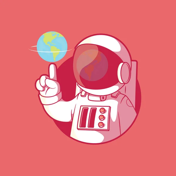Astronaut Character Spinning World Vector Illustration Science Technology Imagination Design — Archivo Imágenes Vectoriales