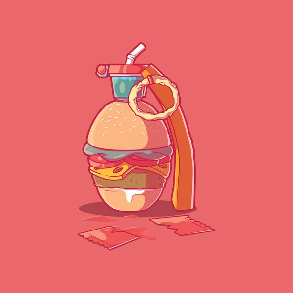 Granata Forma Hamburger Vettoriale Illustrazione Fast Food Concetto Design Della — Vettoriale Stock