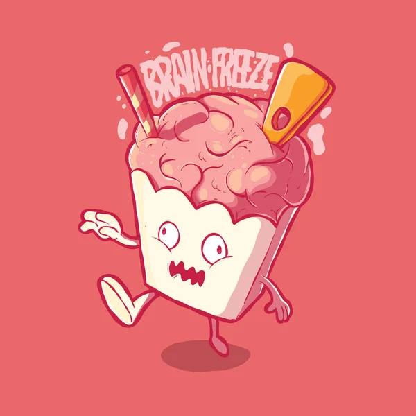 Зомби Лед Пакет Персонаж Заморозкой Мозга Векторной Иллюстрации Смешная Пугающая — стоковый вектор