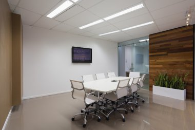 Board room with plasma screen clipart