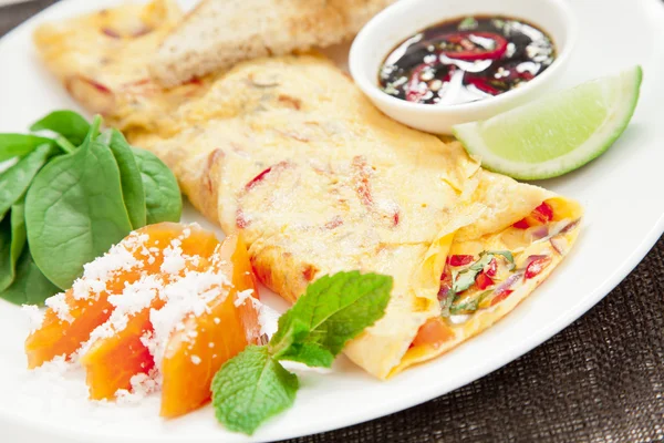 Spicy asian omelette — Stock Photo, Image