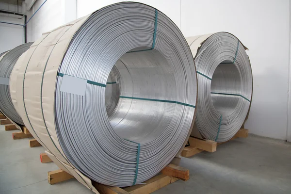 Thick aluminium wire spool — Stock Photo, Image