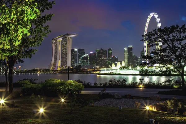 Singapur, gece — Stok fotoğraf