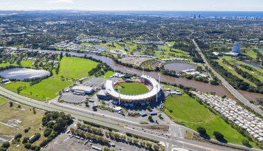 gold coast, Avustralya 16 Haziran: metricon stadi havadan görünümü