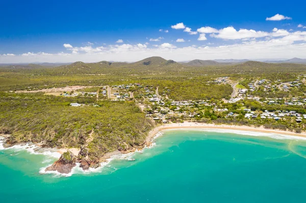 Légi Felvétel Város Agnes Water Partján Queensland Ausztrália — Stock Fotó