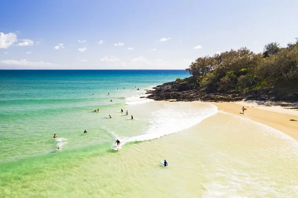 Surfen Unberührten Wasser Vor Double Island Point Queensland Australien — Stockfoto