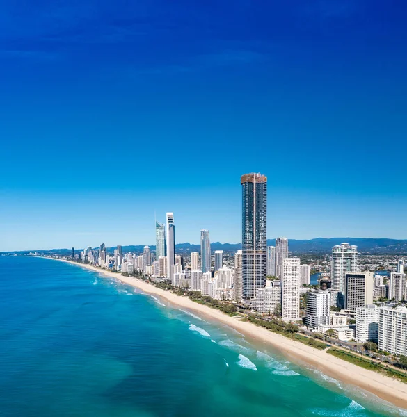 Vista Aérea Deslumbrante Horizonte Gold Coast Dia Ensolarado Queensland Austrália — Fotografia de Stock