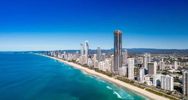 Luftaufnahme Der Atemberaubenden Skyline Der Goldküste Einem Sonnigen Tag Queensland — Stockfoto