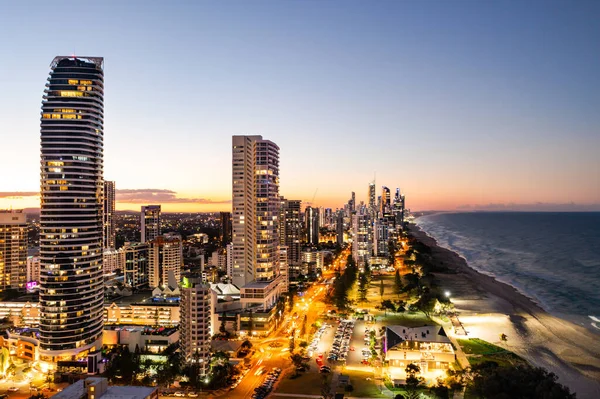 Broadbeach Gold Coast Dusk Queensland Australia — Stok Foto