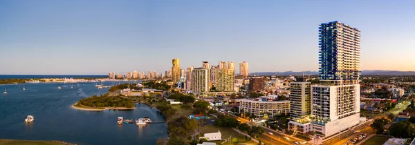 Panorama Southport Gold Coast Broadwater Entardecer Queensland Austrália — Fotografia de Stock