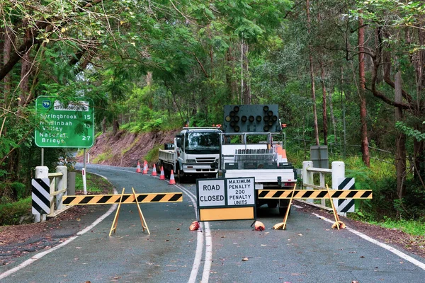 Landslides Storms Close Gold Coast Hinterland Road Queensland Australia — Stock Photo, Image