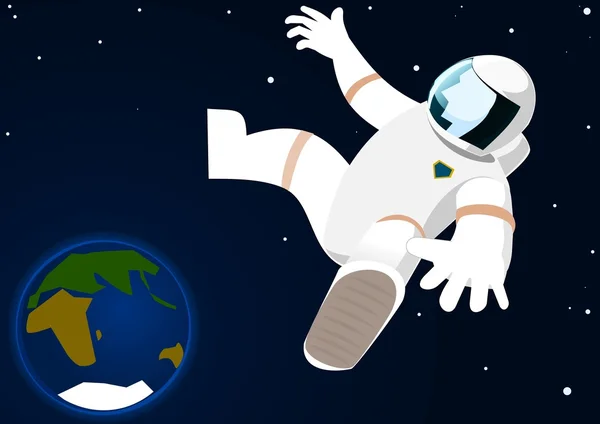 Astronaut in de open ruimte — Stockvector