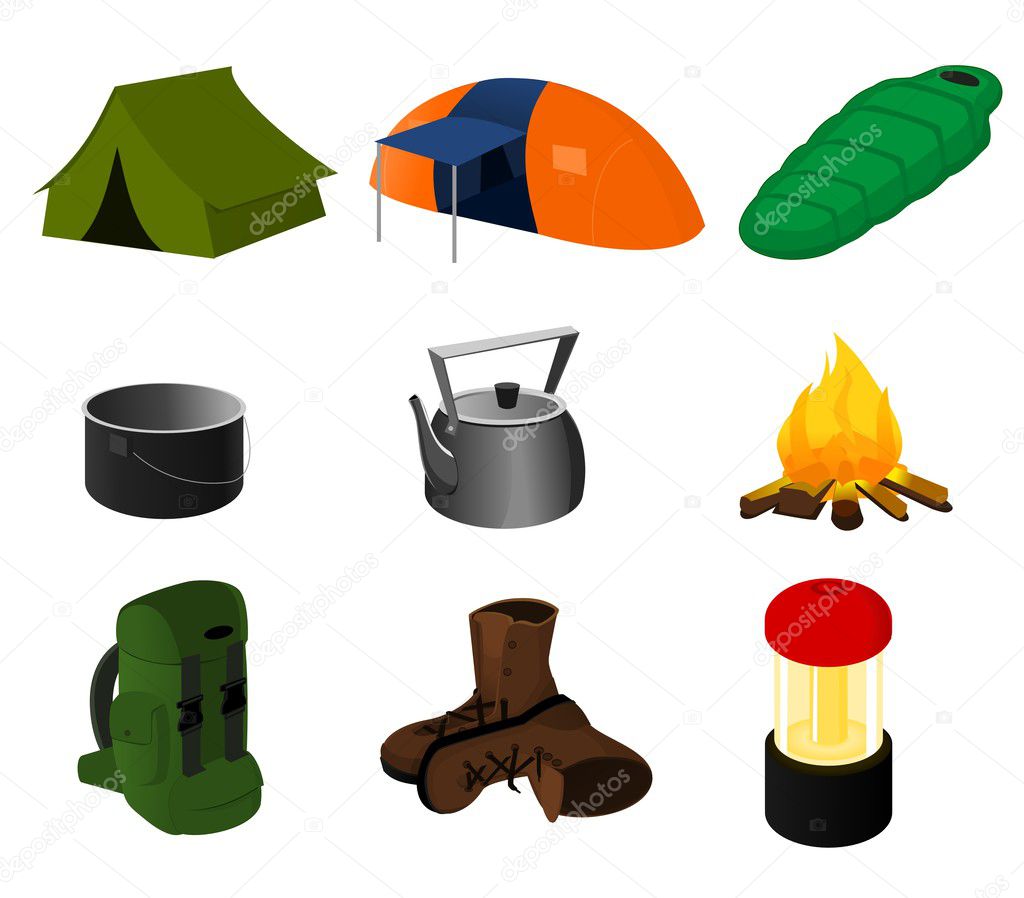 Collection of vector camping icons